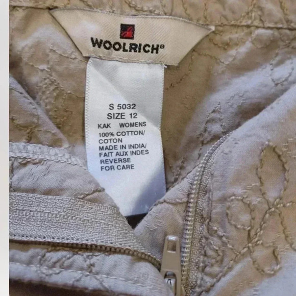 Woolrich Vintage Tan Floral  Adjustable Mid Length Cargo Skirt Size 12 - Picture 6 of 7
